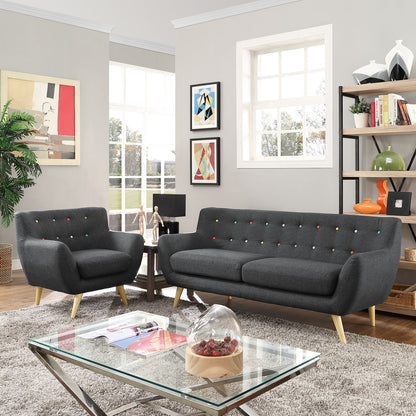 Remark Two PCS Living Room Set, Grey, Plywood, Fabric