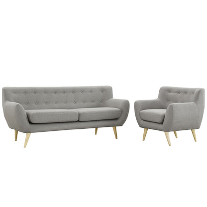 Remark Two PCS Living Room Set, Grey, Plywood, Fabric 1784