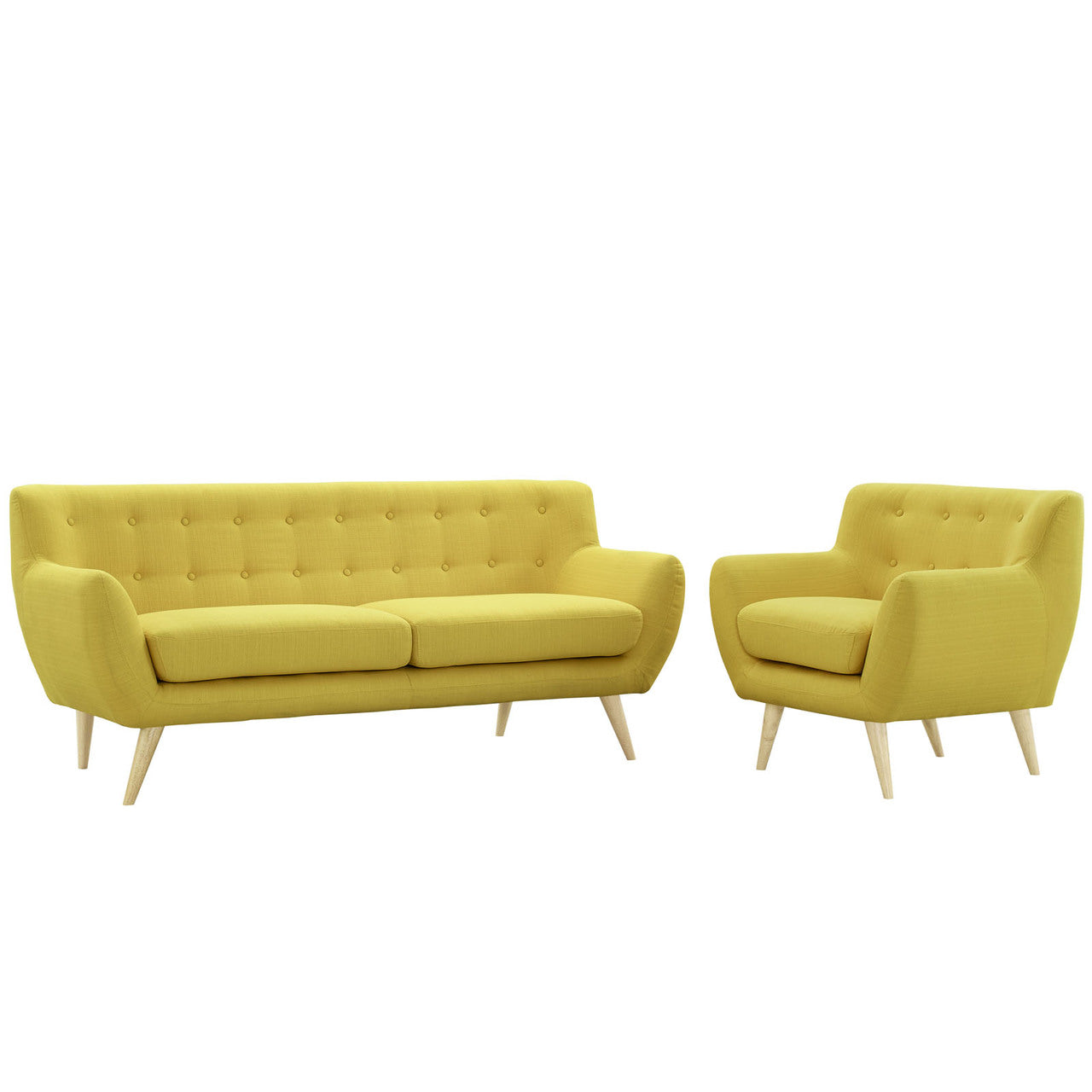 Remark Two PCS Living Room Set, Yellow, Fabric, Plywood 1784