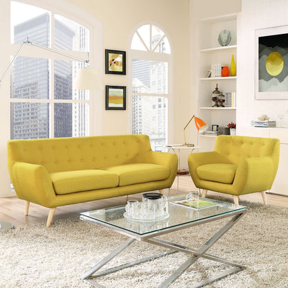 Remark Two PCS Living Room Set, Yellow, Fabric, Plywood 1784