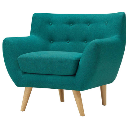 Remark 2 Piece Living Room Sofa and Armchair Set, Fabric, Aqua Blue 13297