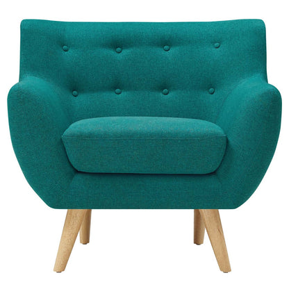 Remark 2 Piece Living Room Sofa and Armchair Set, Fabric, Aqua Blue 13297