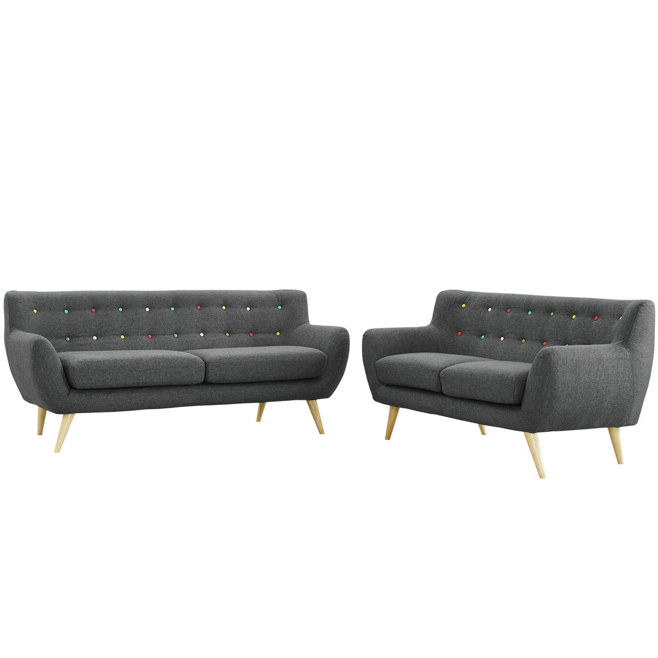 Remark Two PCS Living Room Set, Grey, Fabric, Plywood 1785