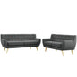 Remark Two PCS Living Room Set, Grey, Fabric, Plywood 1785