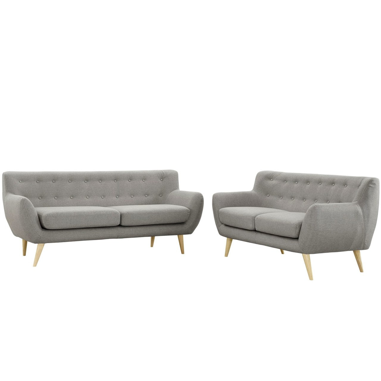 Remark Sofa and Loveseat, Grey, Fabric 9669