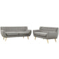 Remark Sofa and Loveseat, Grey, Fabric 9669