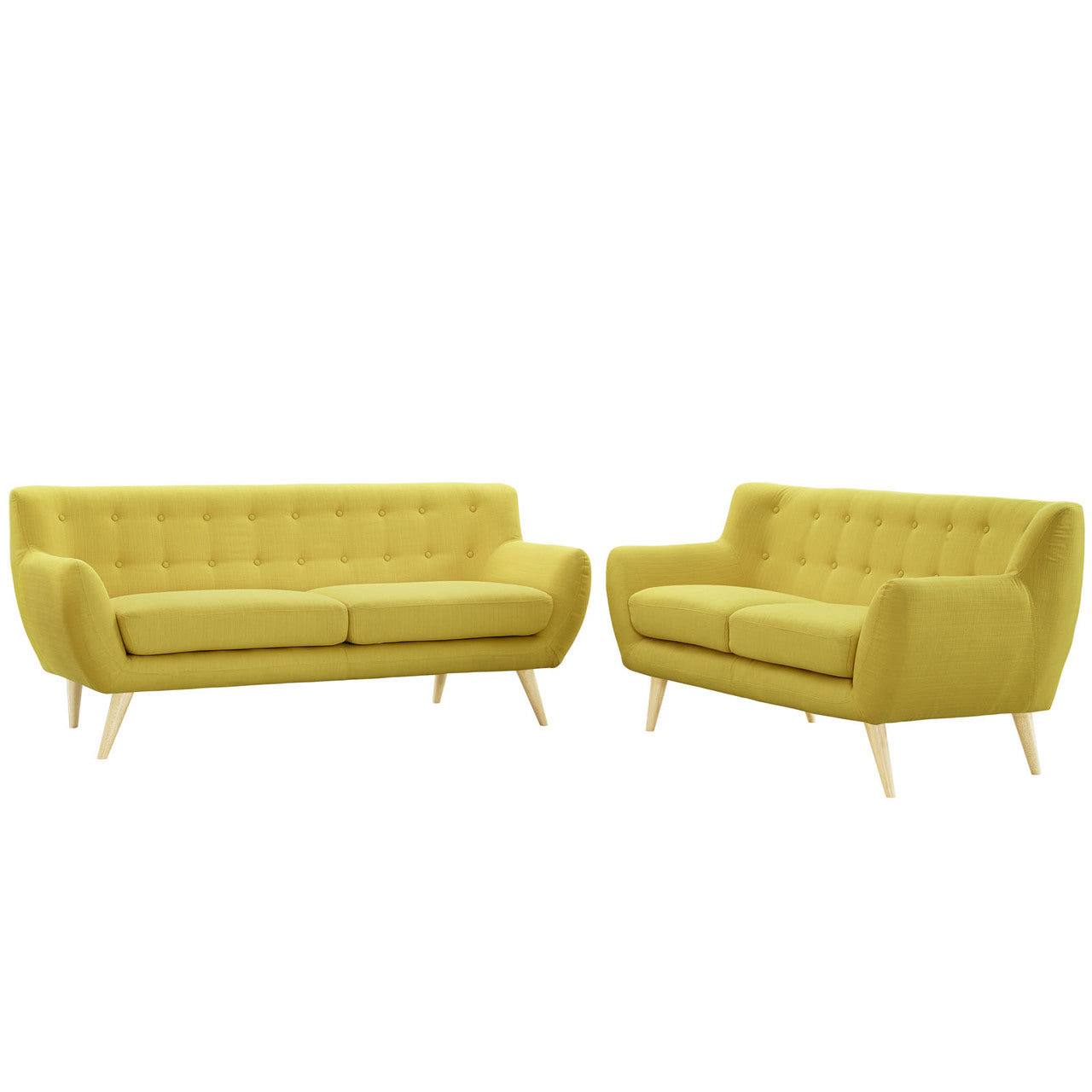 Remark Two PCS Living Room Set, Yellow, Fabric, Plywood 1785