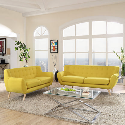 Remark Two PCS Living Room Set, Yellow, Fabric, Plywood 1785