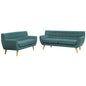 Remark 2 Piece Living Room Sofa and Loveseat Set, Fabric, Aqua Blue 13299