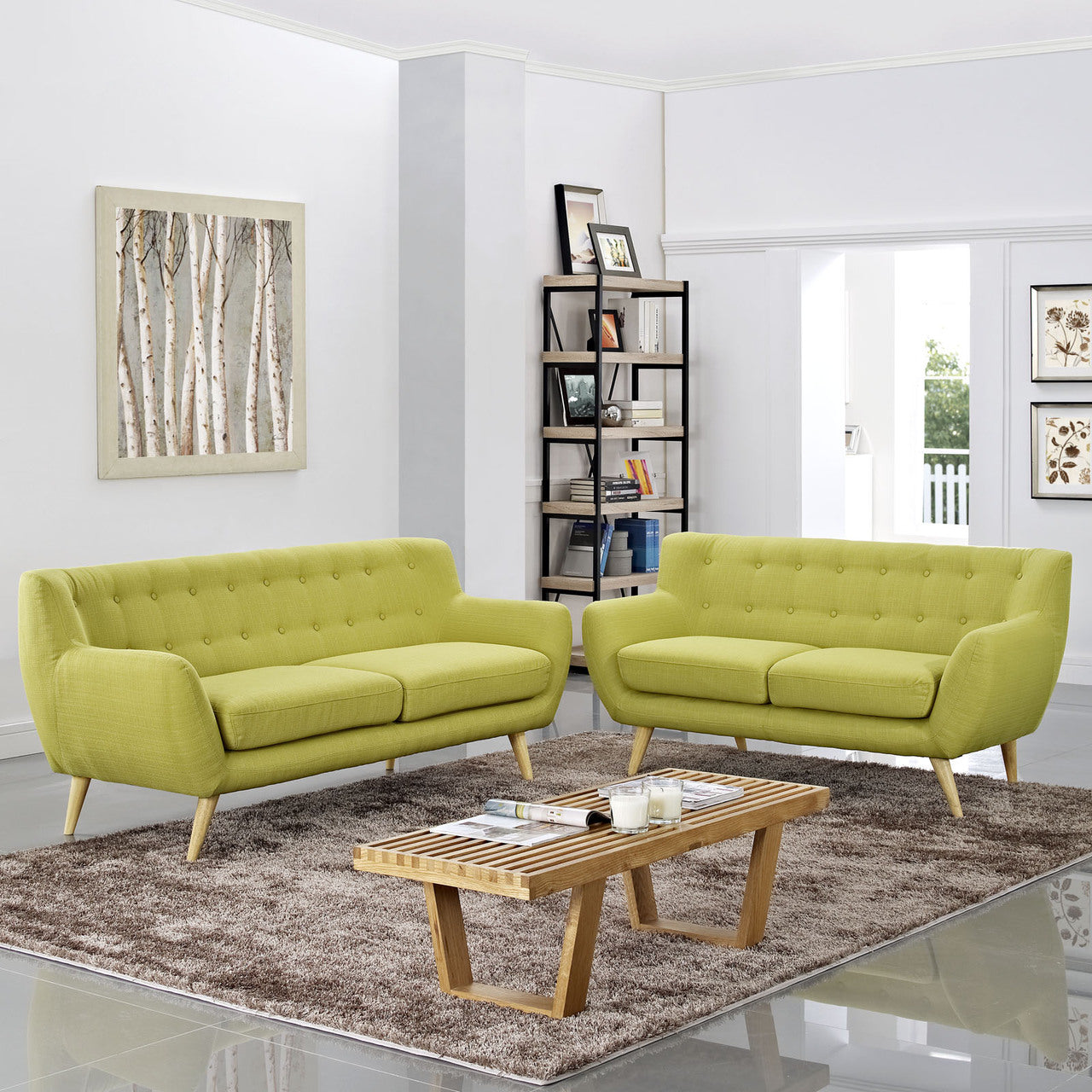 Remark Two PCS Living Room Set, Green, Fabric, Plywood 1785