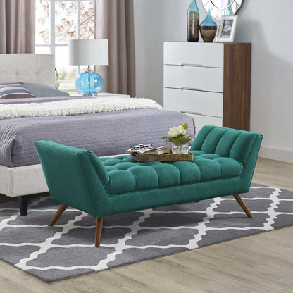 Response Medium Upholstered Fabric Bench, Fabric, Aqua Blue 13307