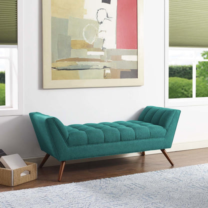 Response Medium Upholstered Fabric Bench, Fabric, Aqua Blue 13307