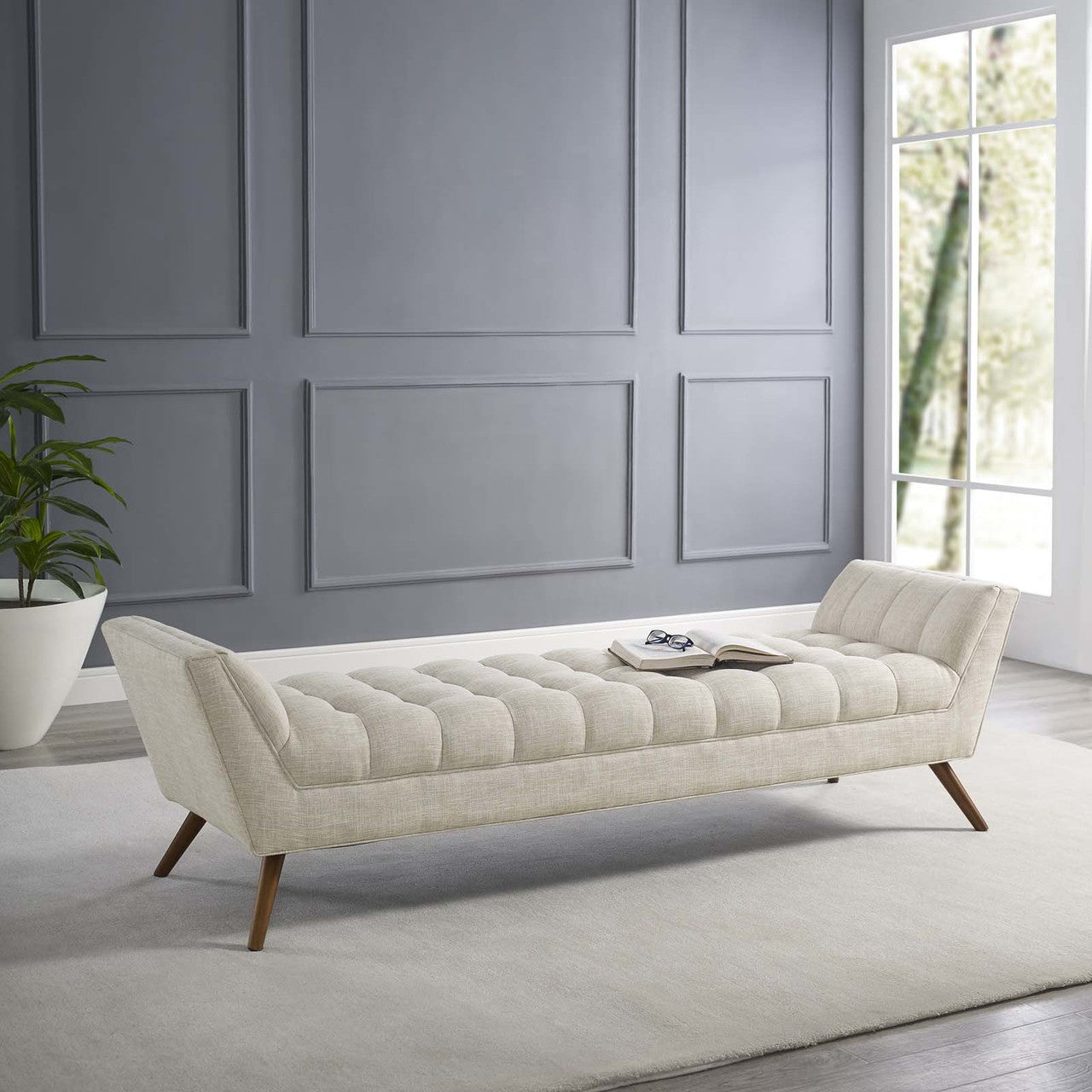 Response Upholstered Fabric Bench, Fabric, Beige 13308