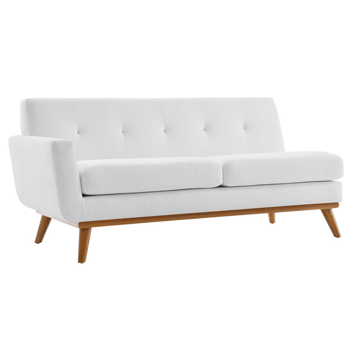 Engage Left-Arm Upholstered Fabric Loveseat, Fabric, White, 18102