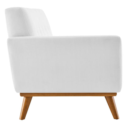 Engage Left-Arm Upholstered Fabric Loveseat, Fabric, White, 18102