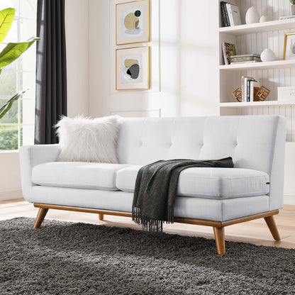 Engage Left-Arm Upholstered Fabric Loveseat, Fabric, White, 18102