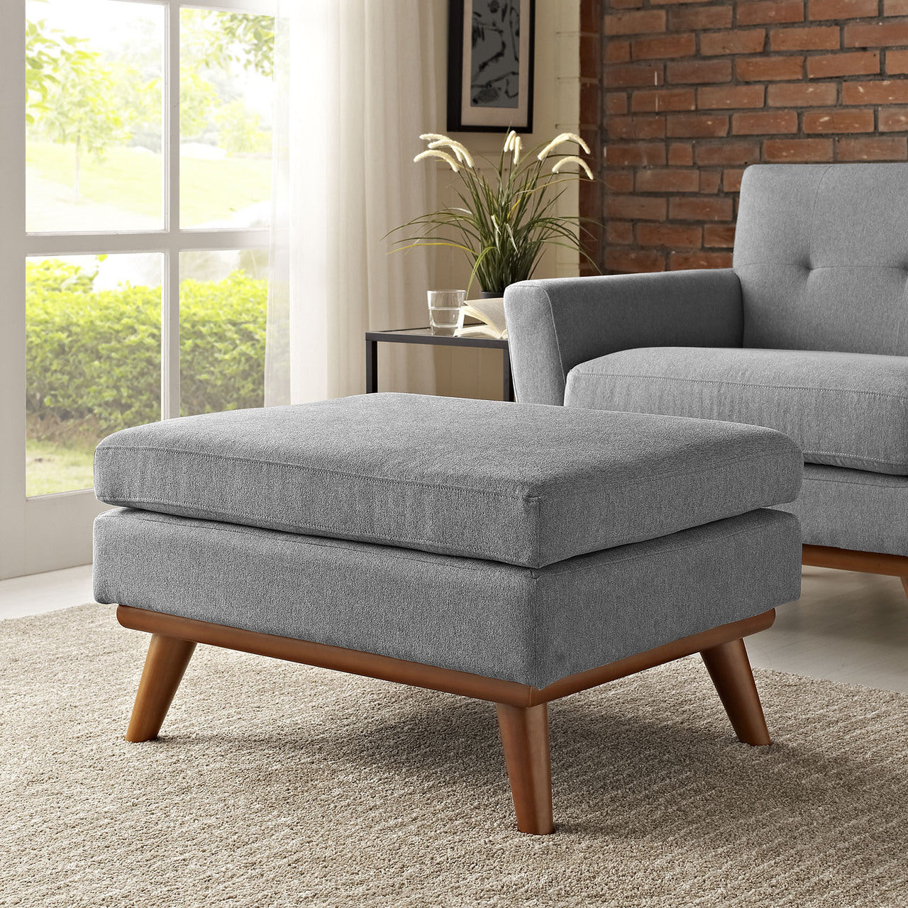 Engage Fabric Ottoman , Grey, Fabric 1797