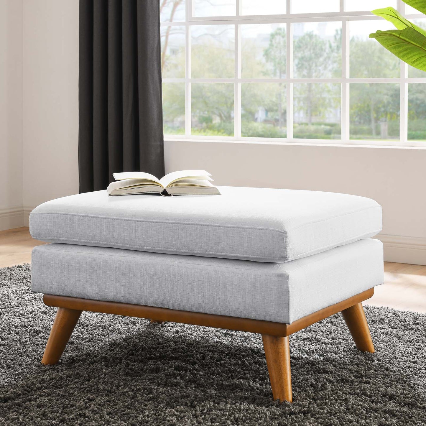 Engage Upholstered Fabric Ottoman, Fabric, White, 18104