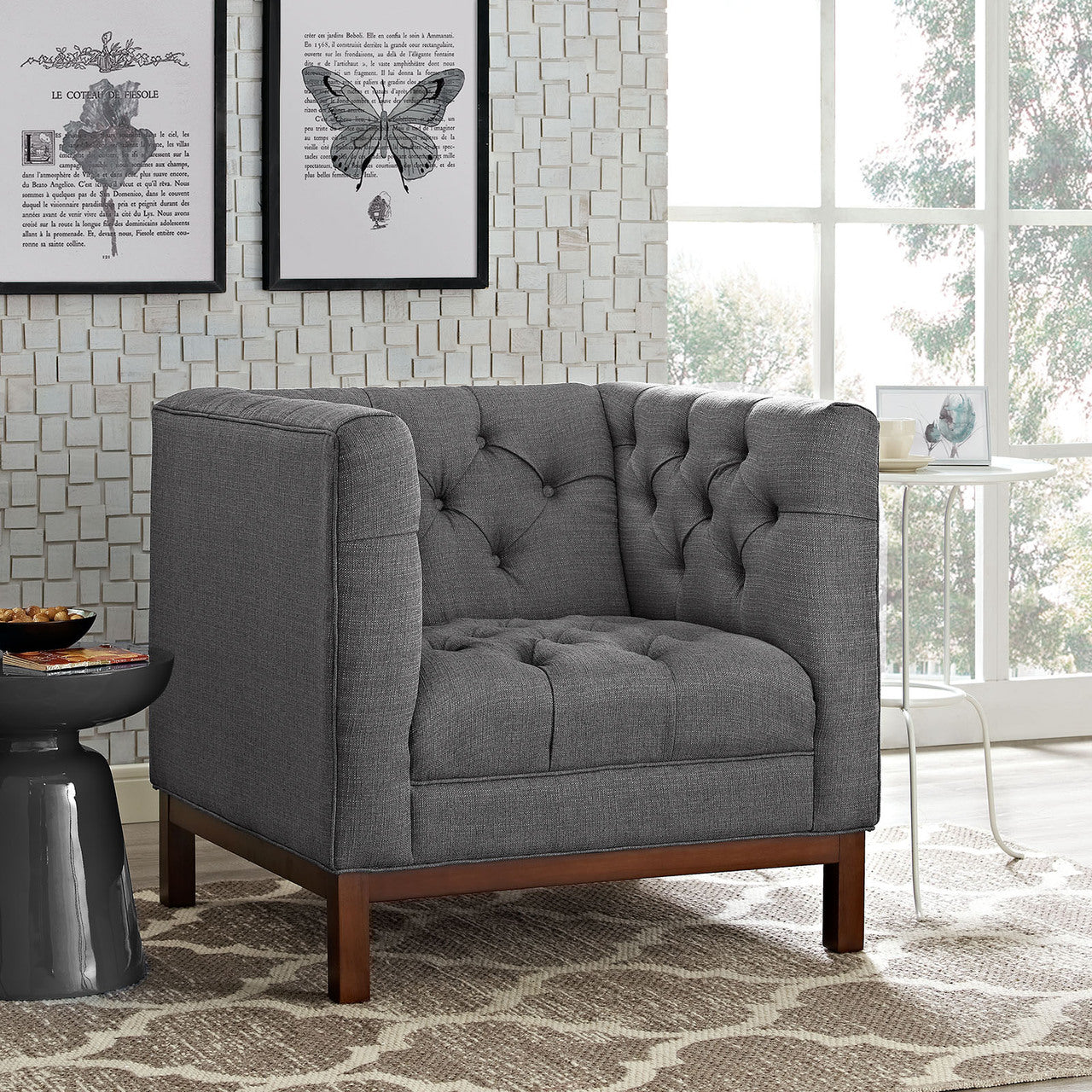 Panache Fabric Armchair , Grey, Fabric