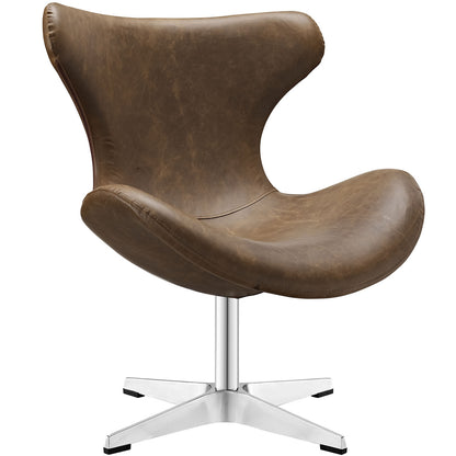 Helm Vinyl Lounge Chair, Brown, Vinyl Leather