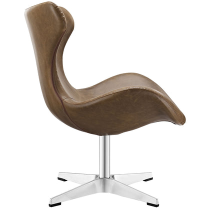 Helm Vinyl Lounge Chair, Brown, Vinyl Leather