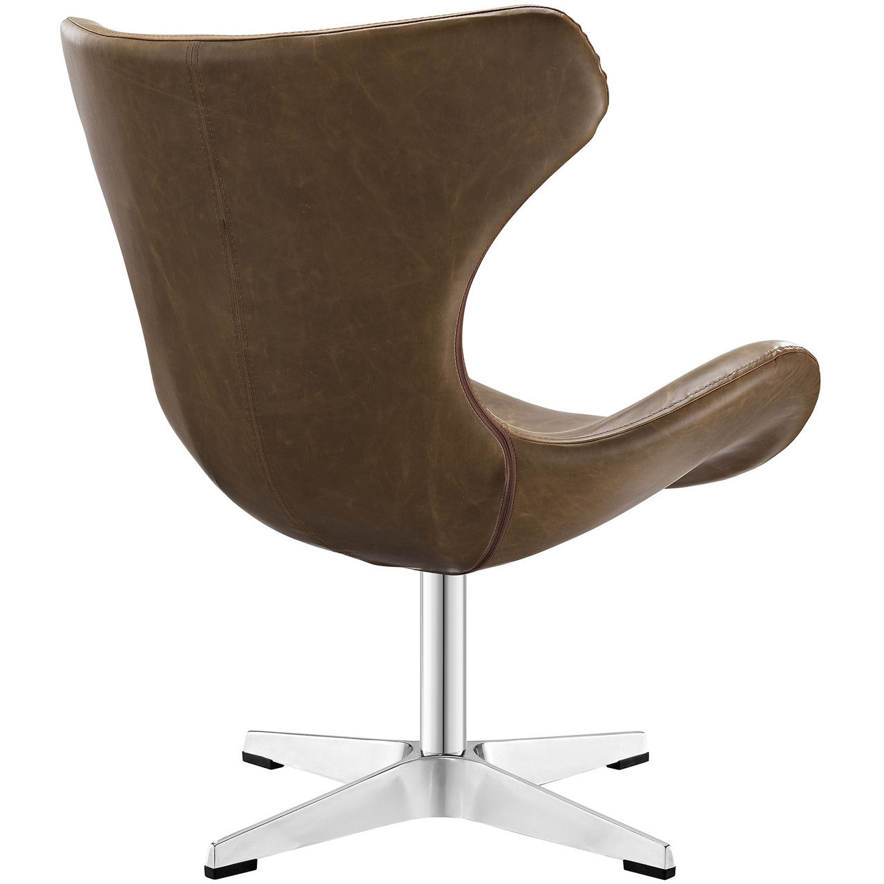 Helm Vinyl Lounge Chair, Brown, Vinyl Leather