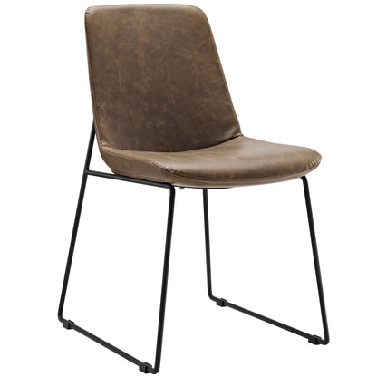 Invite Dining Vinyl Side Chair, Brown, Vinyl Leather