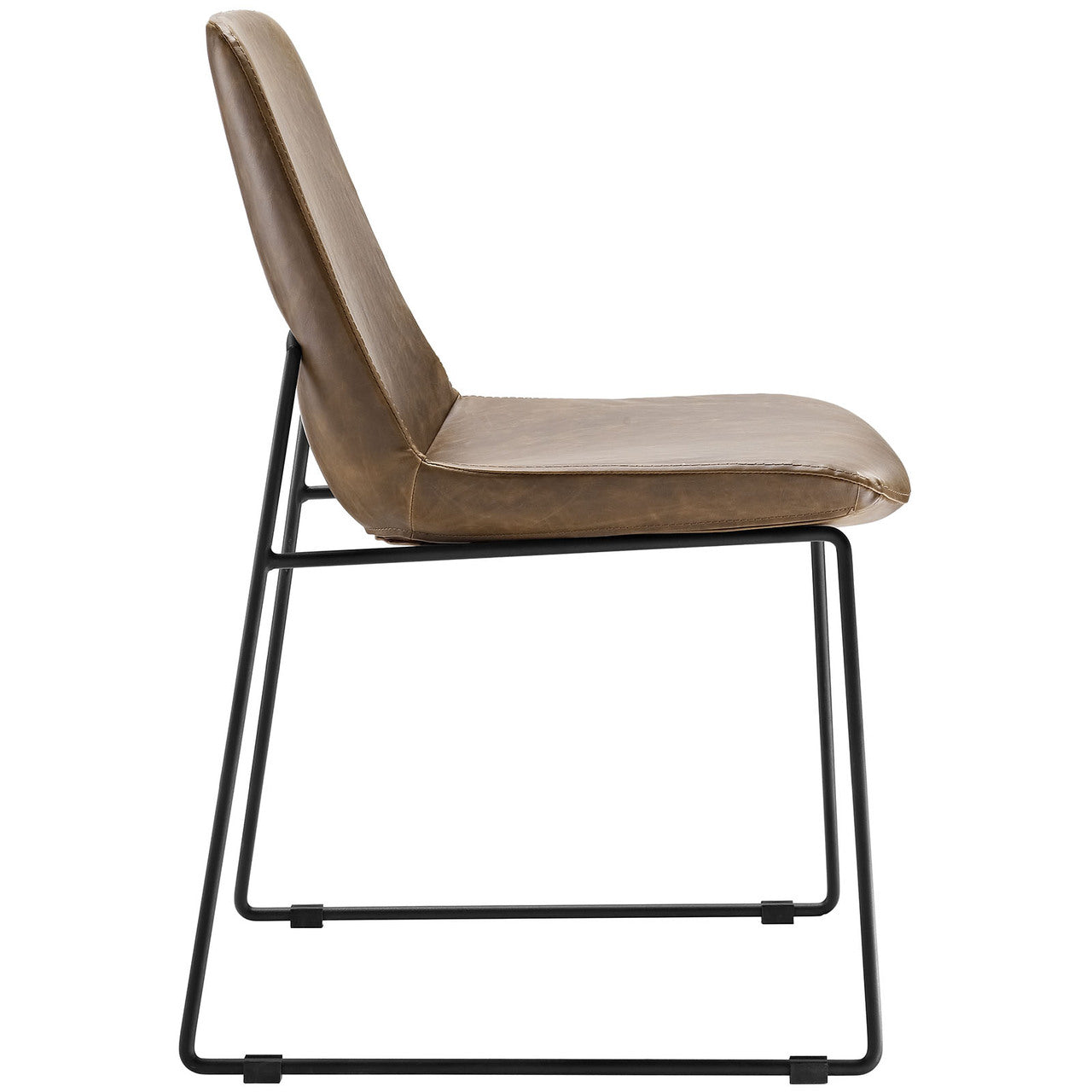 Invite Dining Vinyl Side Chair, Brown, Vinyl Leather