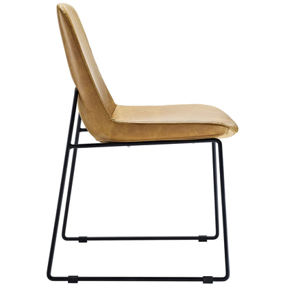 Invite Dining Vinyl Side Chair, Vinyl Leather, Brown