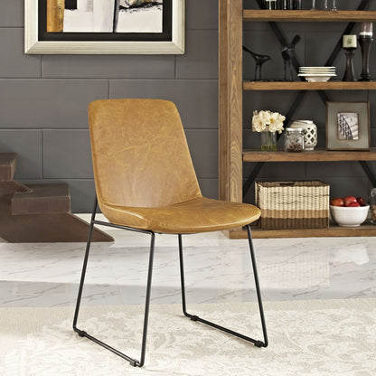 Invite Dining Vinyl Side Chair, Vinyl Leather, Brown