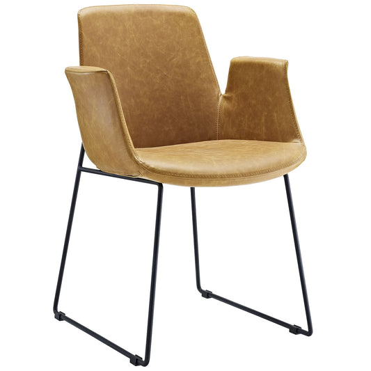 Aloft Dining Leather Armchair, Vinyl Leather, Brown