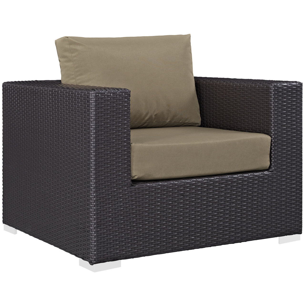 Convene Five PCS Outdoor Patio Sectional Set, Brown, Fabric, Synthetic Rattan