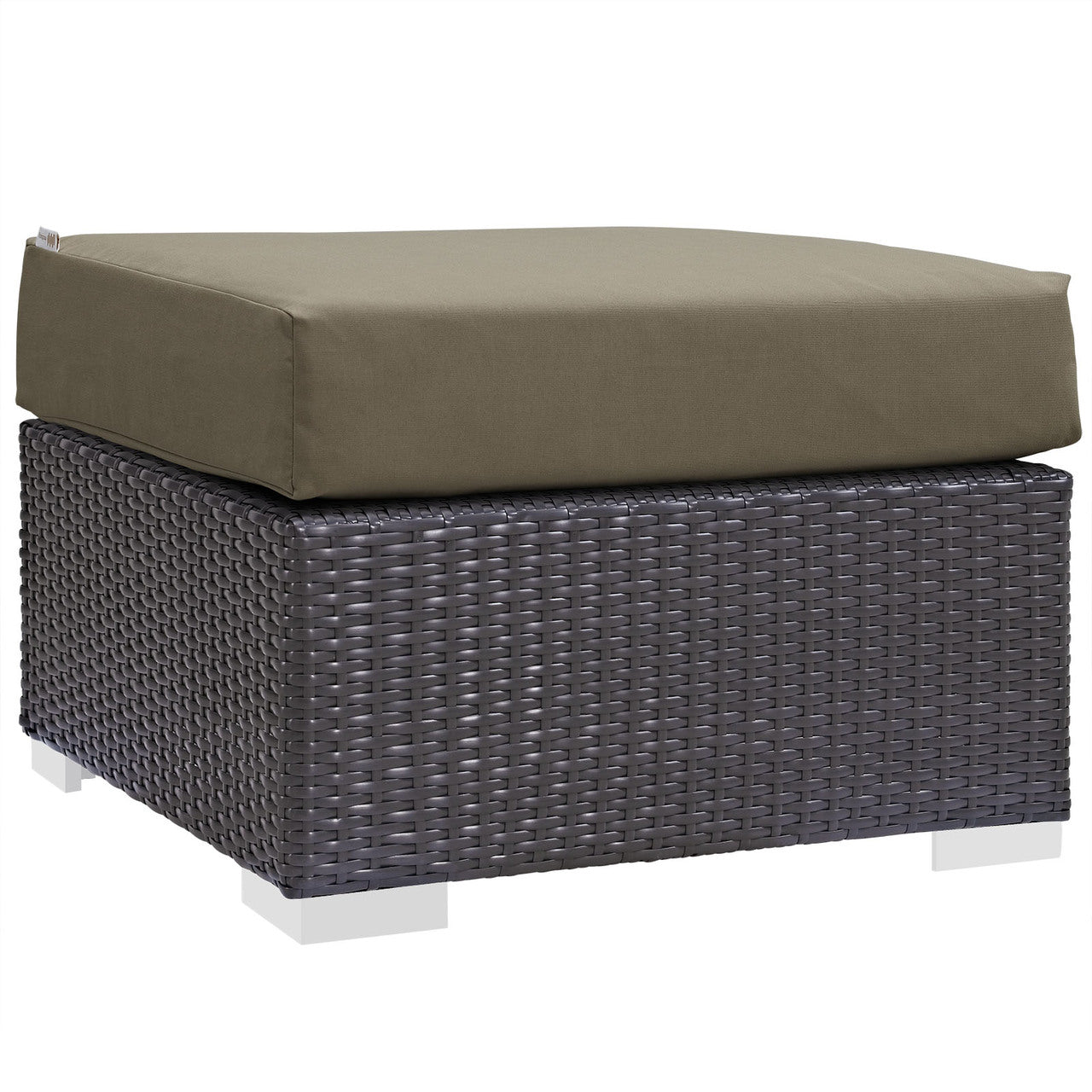 Convene Five PCS Outdoor Patio Sectional Set, Brown, Fabric, Synthetic Rattan