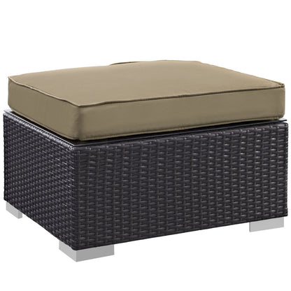 Convene Five PCS Outdoor Patio Sectional Set, Brown, Fabric, Synthetic Rattan