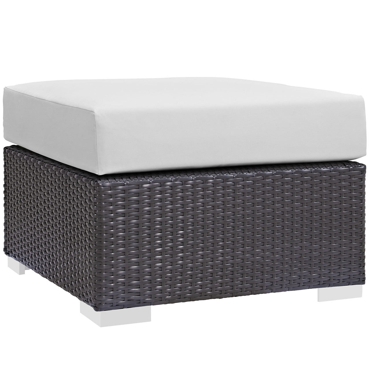 Convene Five PCS Outdoor Patio Sectional Set, White, Fabric, Synthetic Rattan