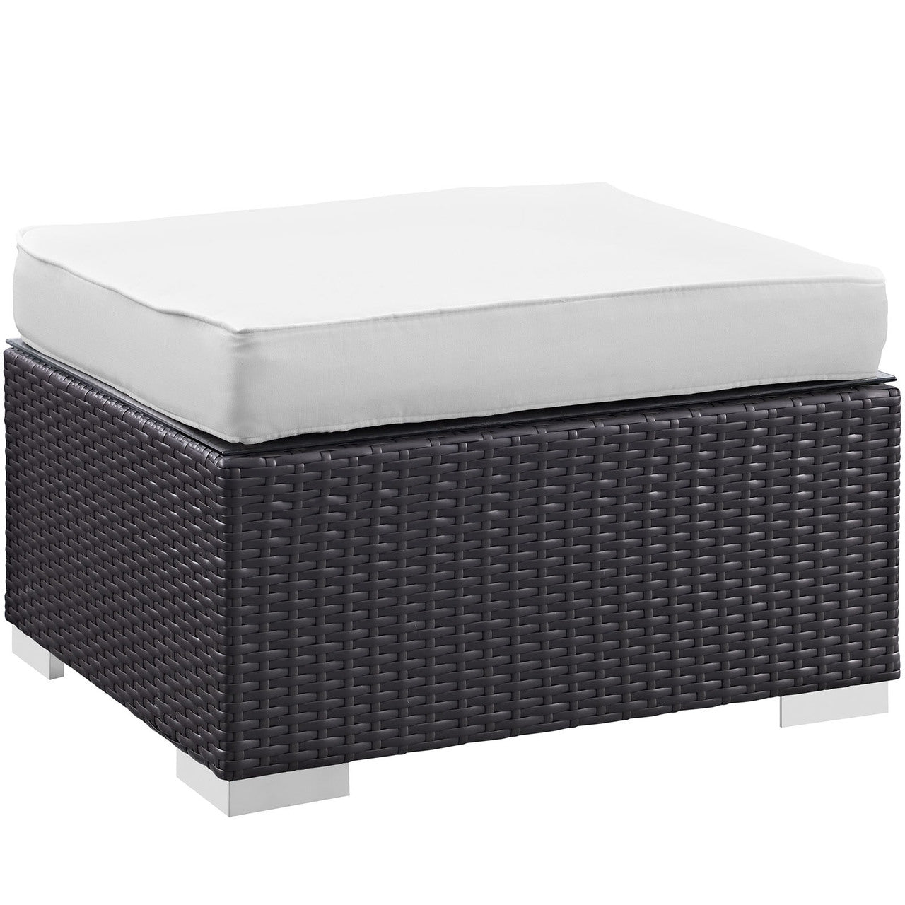 Convene Five PCS Outdoor Patio Sectional Set, White, Fabric, Synthetic Rattan