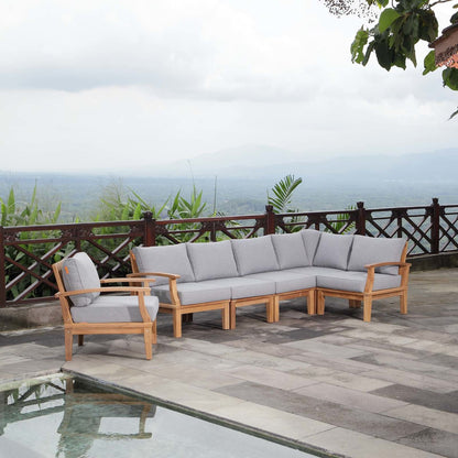 Marina 6 Piece Outdoor Patio Teak Set, Wood, Grey Gray Natural 13322