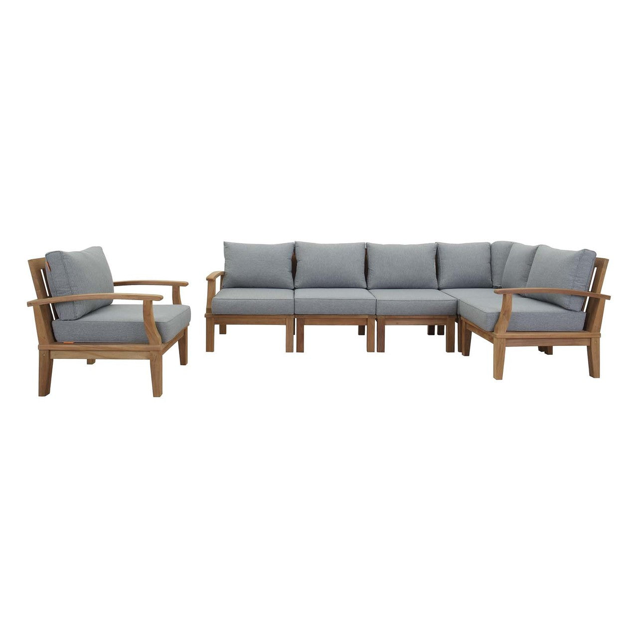 Marina 6 Piece Outdoor Patio Teak Set, Wood, Grey Gray Natural 13322