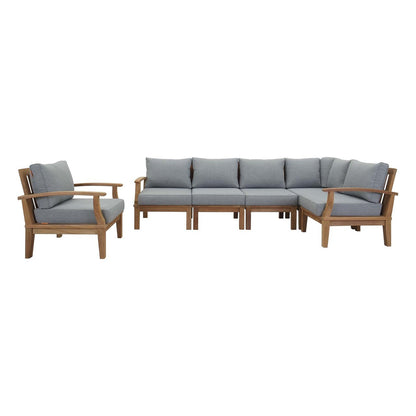 Marina 6 Piece Outdoor Patio Teak Set, Wood, Grey Gray Natural 13322