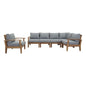 Marina 6 Piece Outdoor Patio Teak Set, Wood, Grey Gray Natural 13322