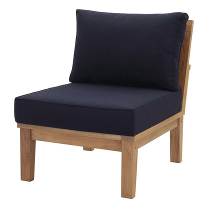 Marina 6 Piece Outdoor Patio Teak Set, Wood, Navy Blue Natural 13323