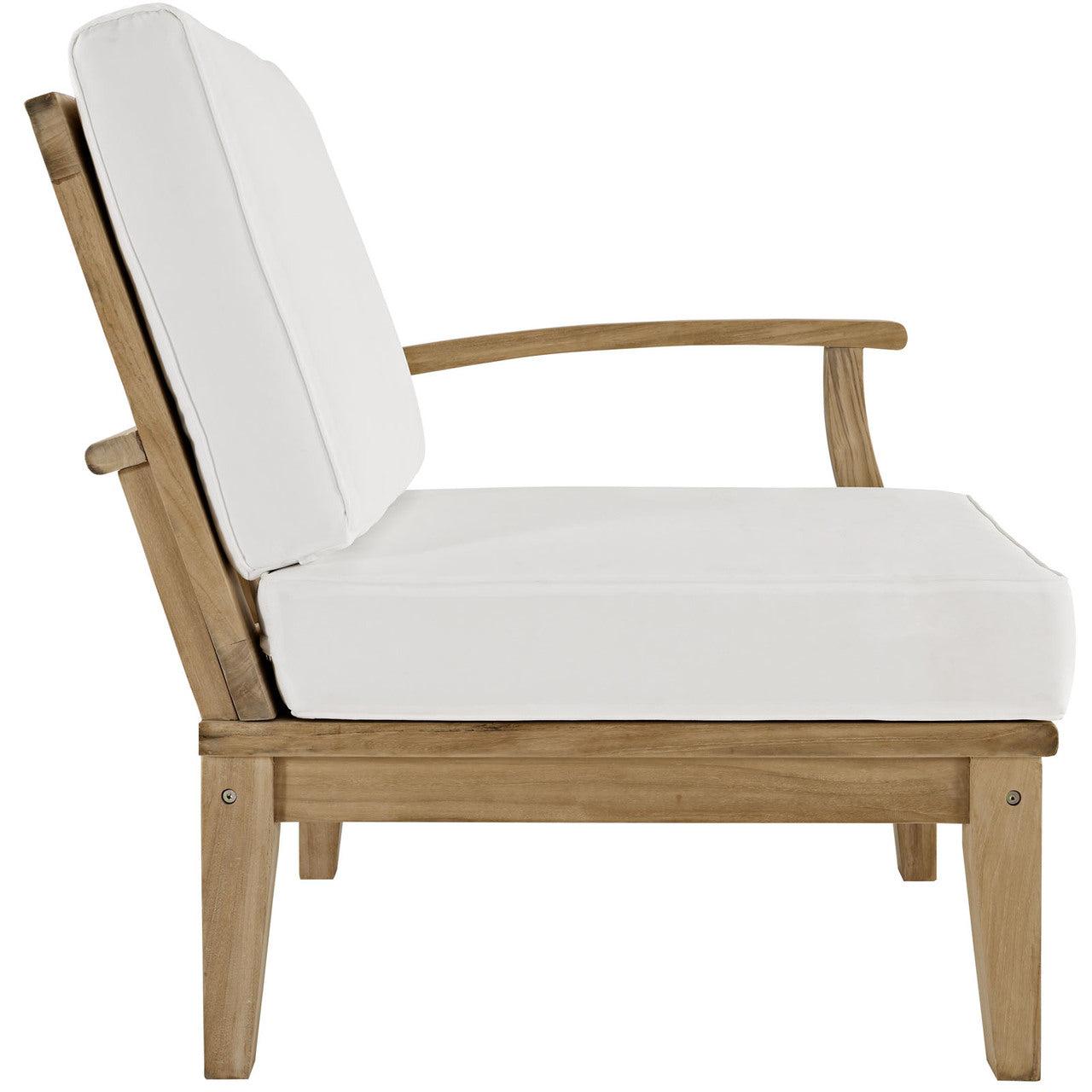 Marina Six PCS Outdoor Patio Teak Sofa Set, White, Fabric, Wood
