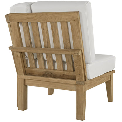 Marina Six PCS Outdoor Patio Teak Sofa Set, White, Fabric, Wood