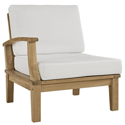 Marina Eight PCS Outdoor Patio Teak Sofa Set, White, Fabric, Wood