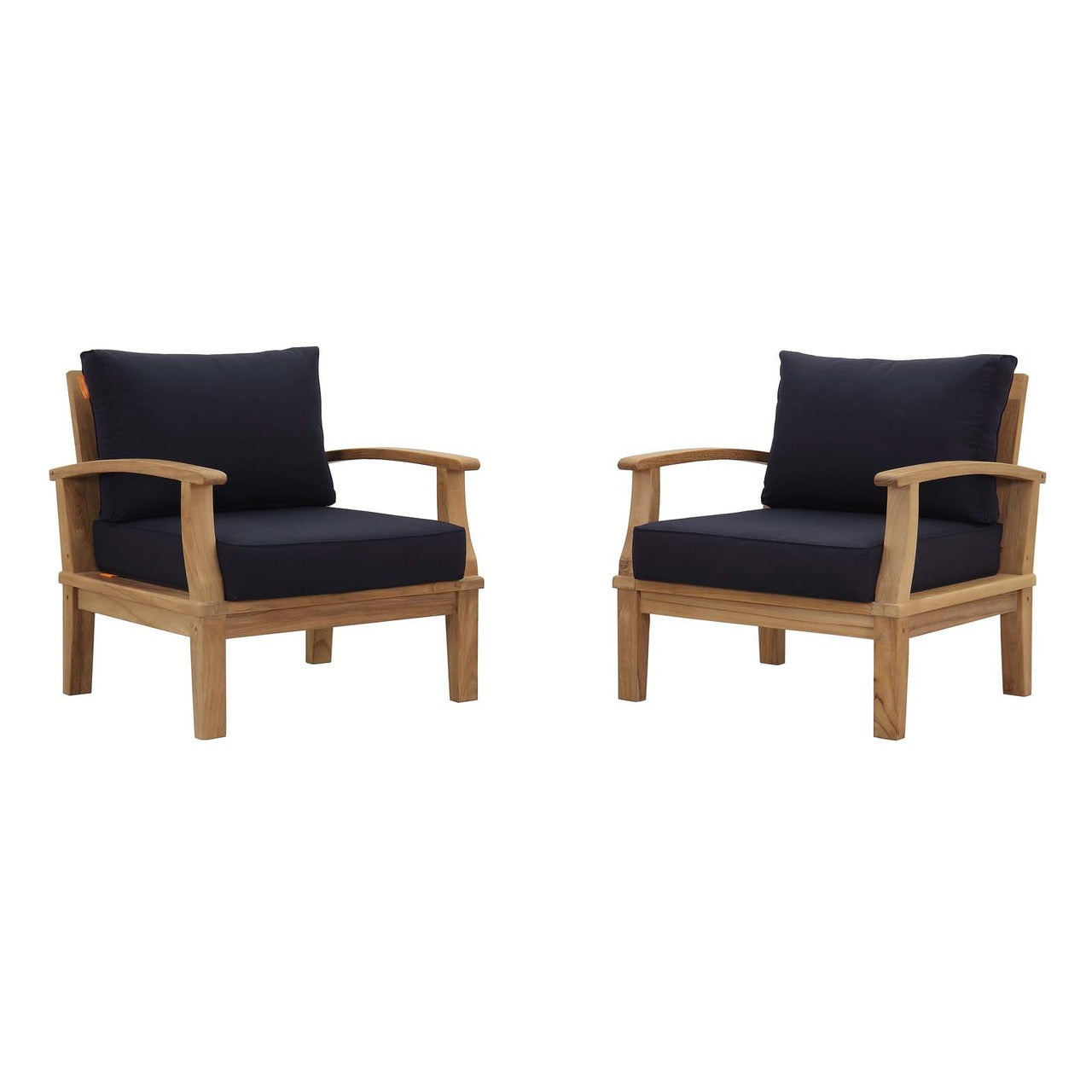Marina 2 Piece Outdoor Patio Teak Set, Wood, Navy Blue Natural 13329