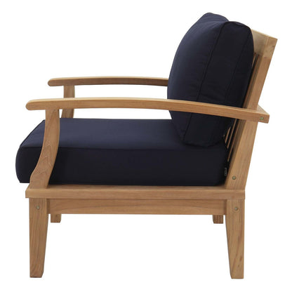 Marina 2 Piece Outdoor Patio Teak Set, Wood, Navy Blue Natural 13329