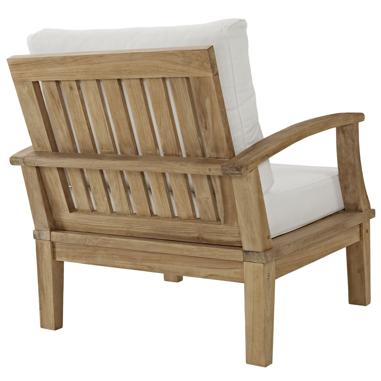 Marina Two PCS Outdoor Patio Teak Sofa Set, White, Fabric, Wood