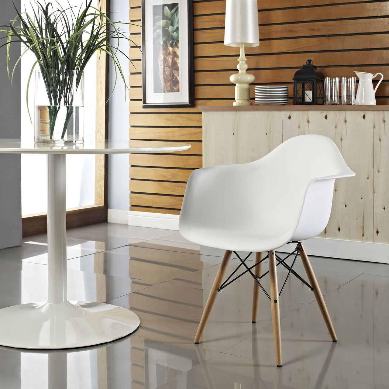 Pyramid Dining Armchair in White