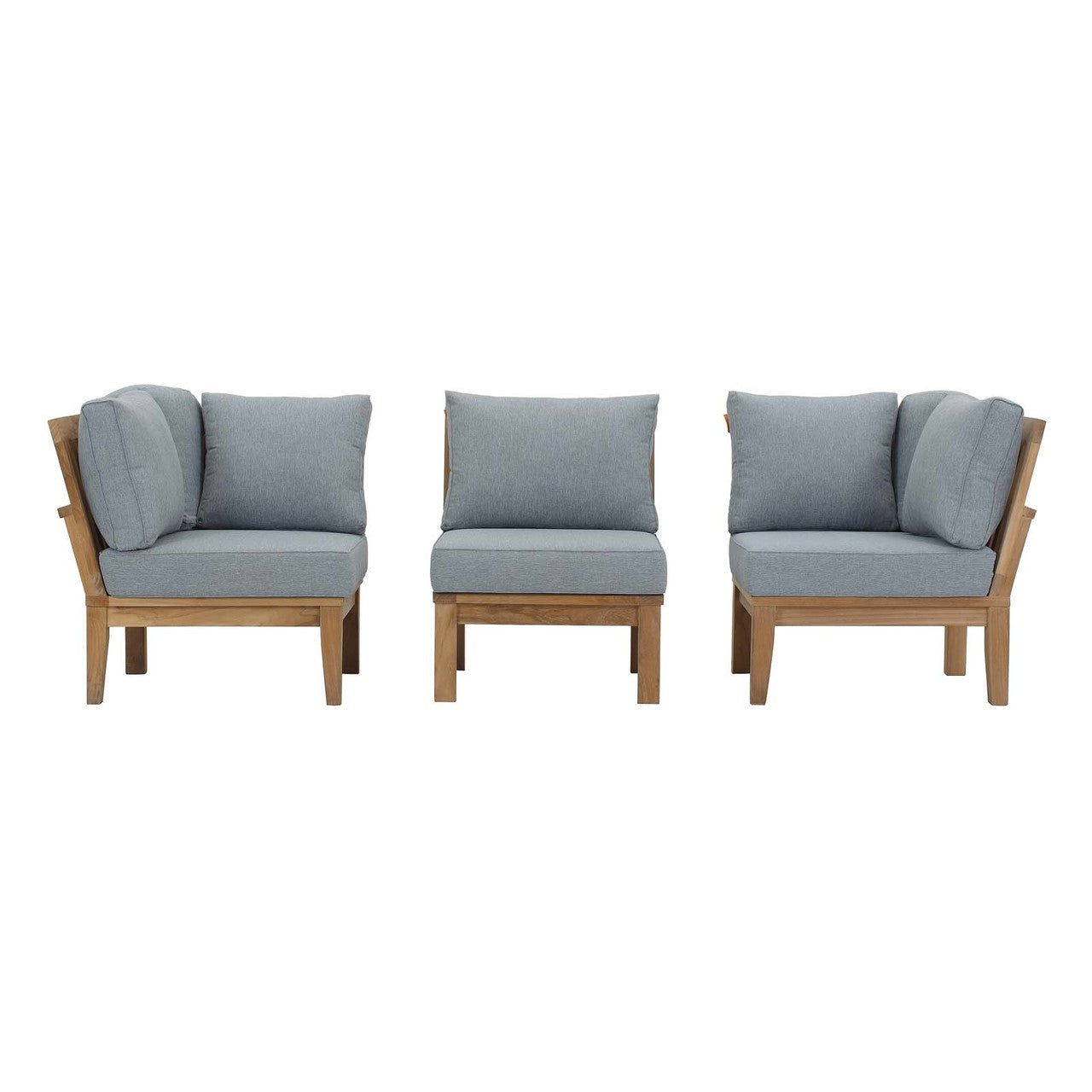 Marina 3 Piece Outdoor Patio Teak Set, Wood, Grey Gray Natural 13330