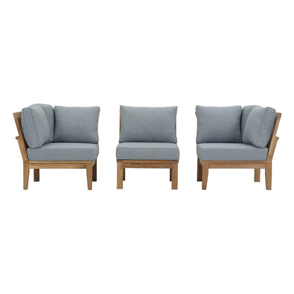 Marina 3 Piece Outdoor Patio Teak Set, Wood, Grey Gray Natural 13330